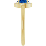 14K Yellow Gold Lab-Grown Blue Sapphire & 1/10 CTW Natural Diamond French-Set Halo-Style Ring