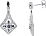 Sterling Silver Natural Blue Sapphire & 1/8 CTW Natural Diamond Earrings