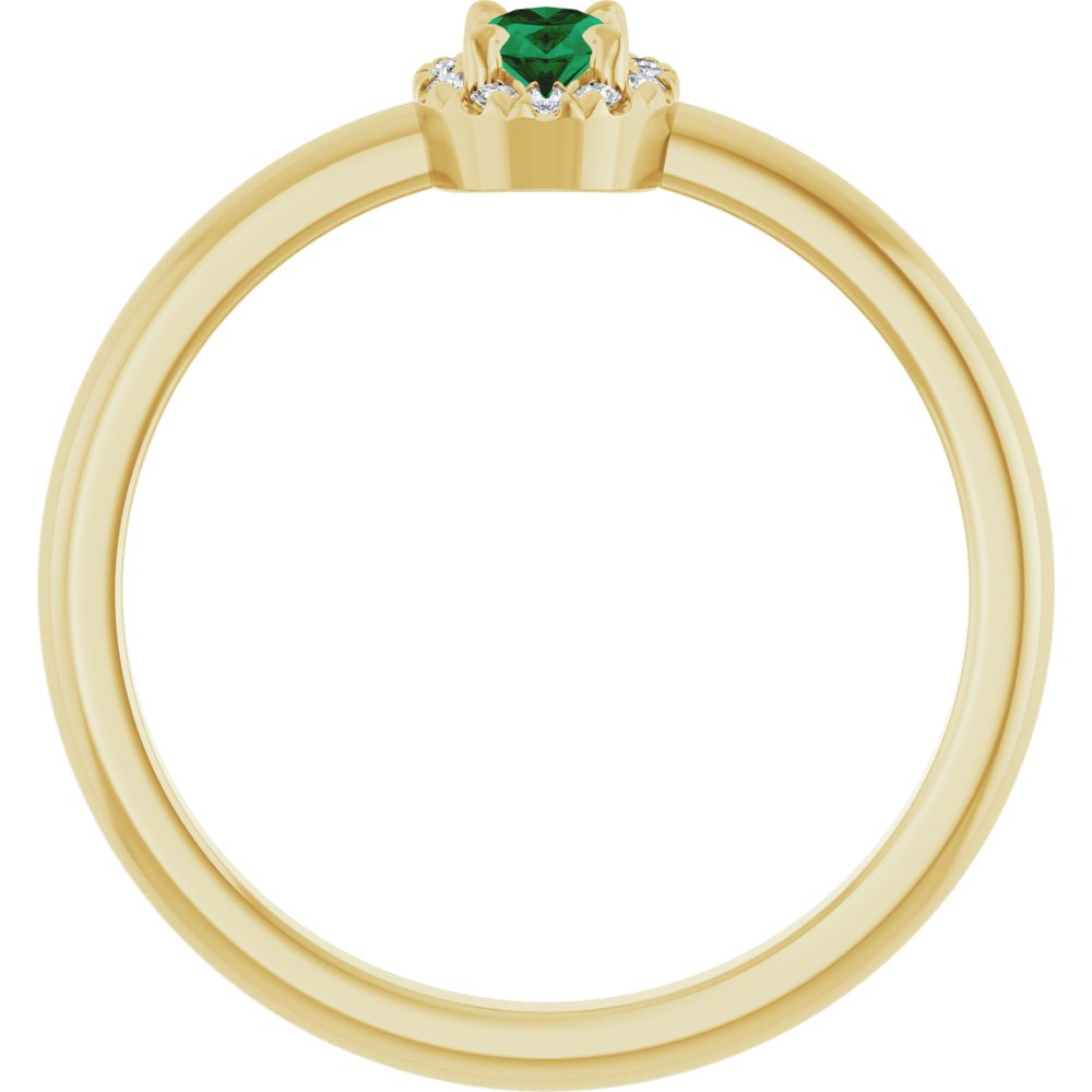 14K Yellow Lab-Grown Emerald & .05 CTW Natural Diamond French-Set Halo-Style Ring