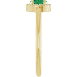 14K Yellow Gold Natural Emerald & .05 CTW Natural Diamond French-Set Halo-Style Ring