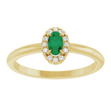 14K Yellow Lab-Grown Emerald & .05 CTW Natural Diamond French-Set Halo-Style Ring