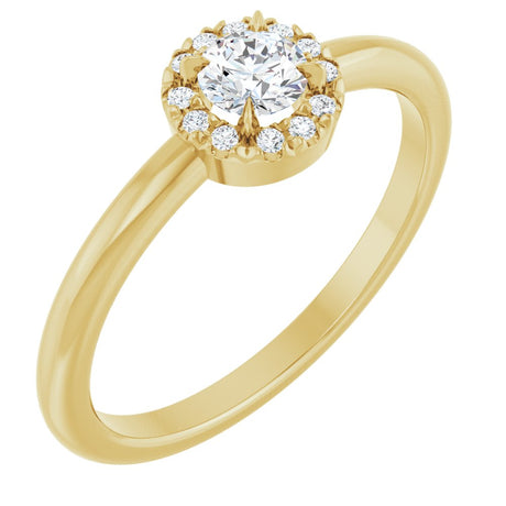 14K Yellow 1/4 CTW Natural Diamond French-Set Halo-Style Ring 