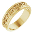 14K Yellow Gold 6.4 mm Stepped-Edge Sculptural Flat Band Size 11