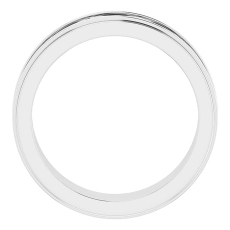 Sterling Silver 6.4 mm Stepped-Edge Sculptural Flat Band Size 8.5