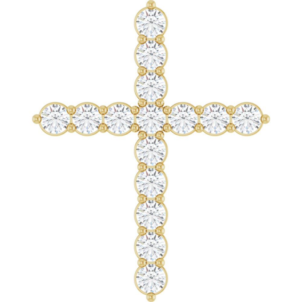 14K Yellow 3/4 CTW Lab-Grown Diamond Cross Pendant