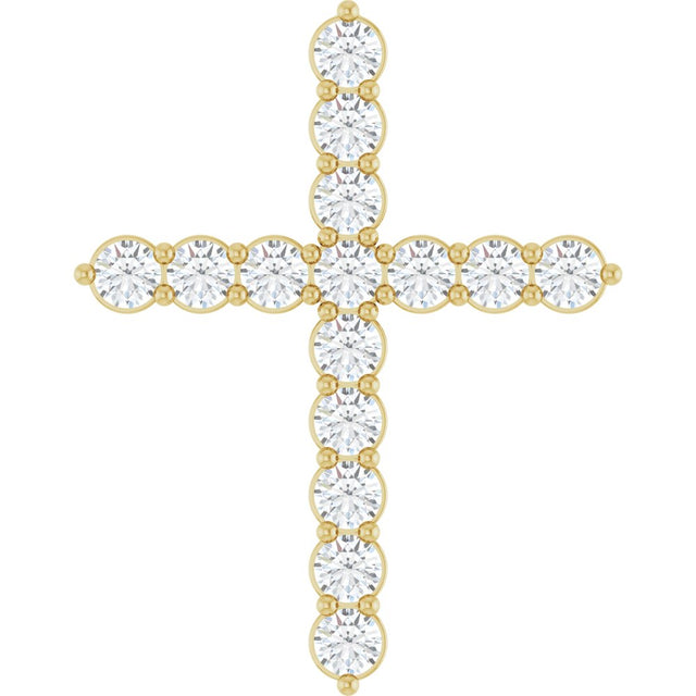 14K Yellow 3/4 CTW Lab-Grown Diamond Cross Pendant