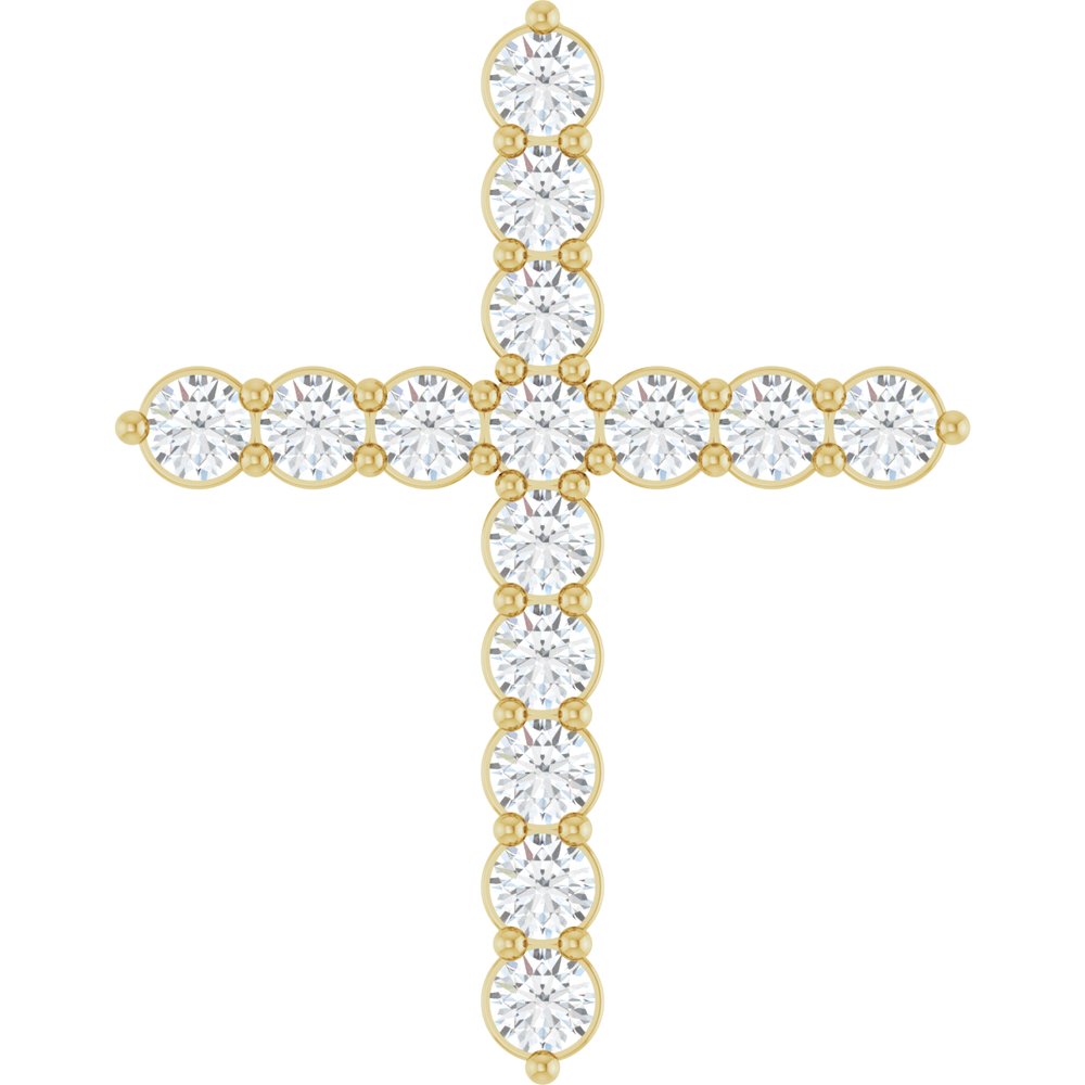 14K Yellow Gold 3/4 CTW Natural Diamond Cross Pendant