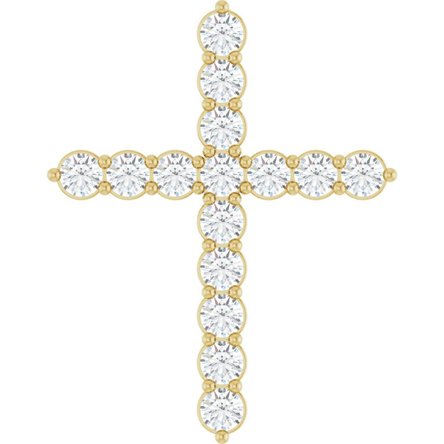 14K Yellow Gold 3/4 CTW Natural Diamond Cross Pendant