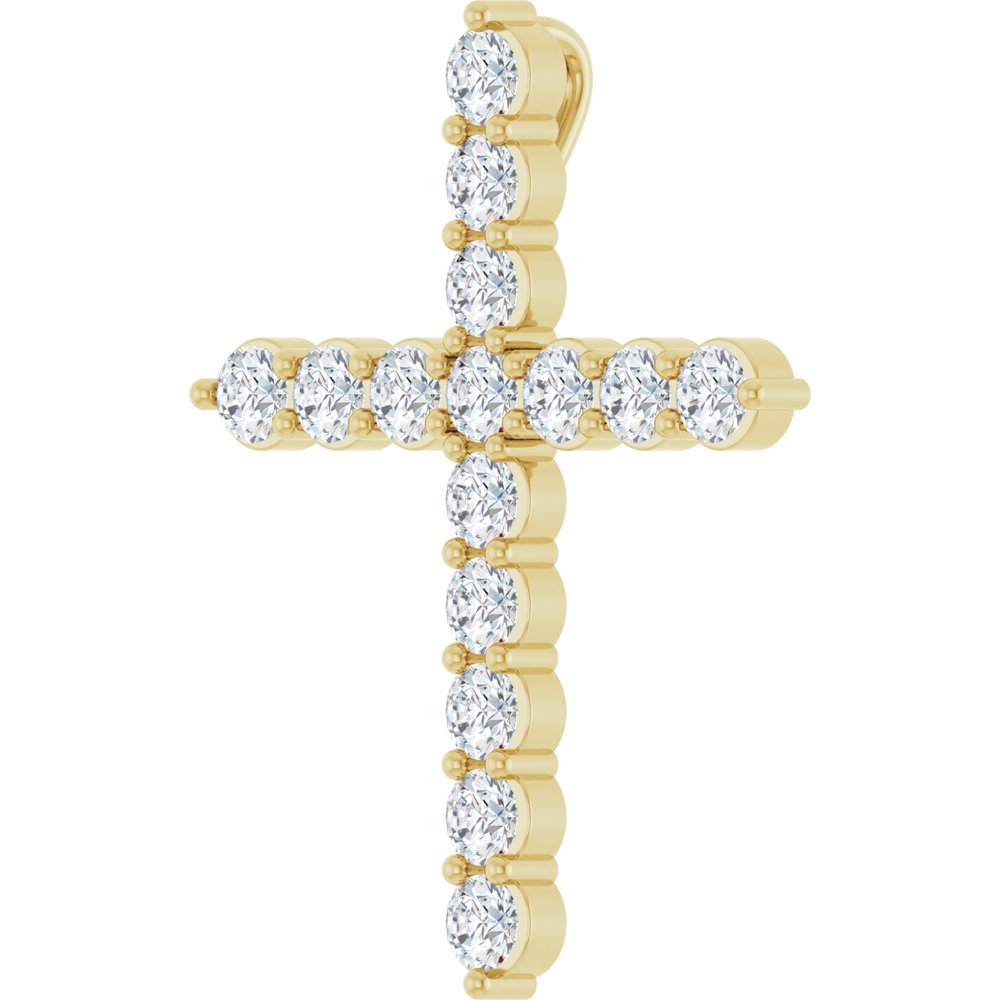 14K Yellow 3/4 CTW Lab-Grown Diamond Cross Pendant