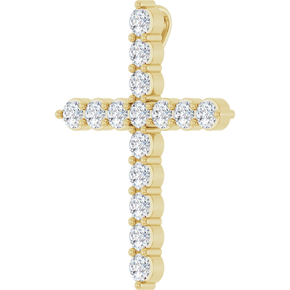 14K Yellow Gold 3/4 CTW Natural Diamond Cross Pendant