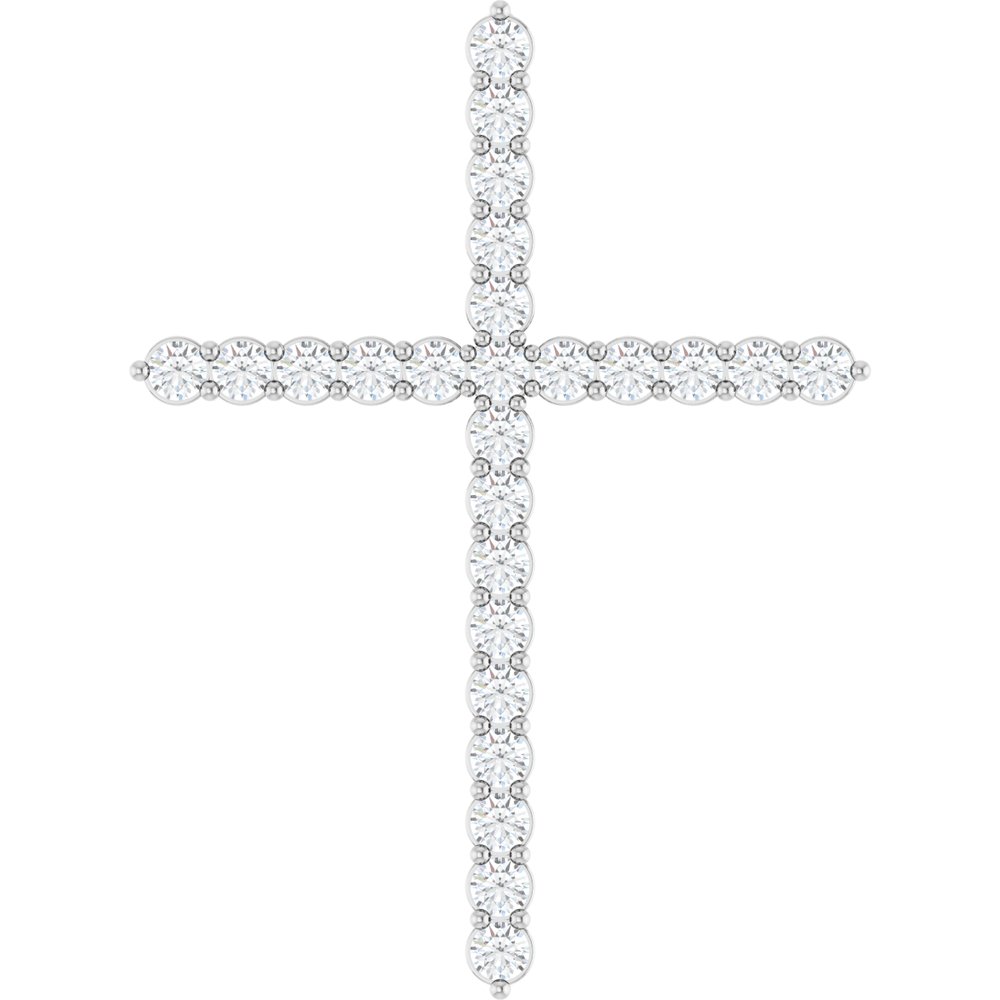 14K White 1 CTW Natural Diamond Cross 16-18" Necklace