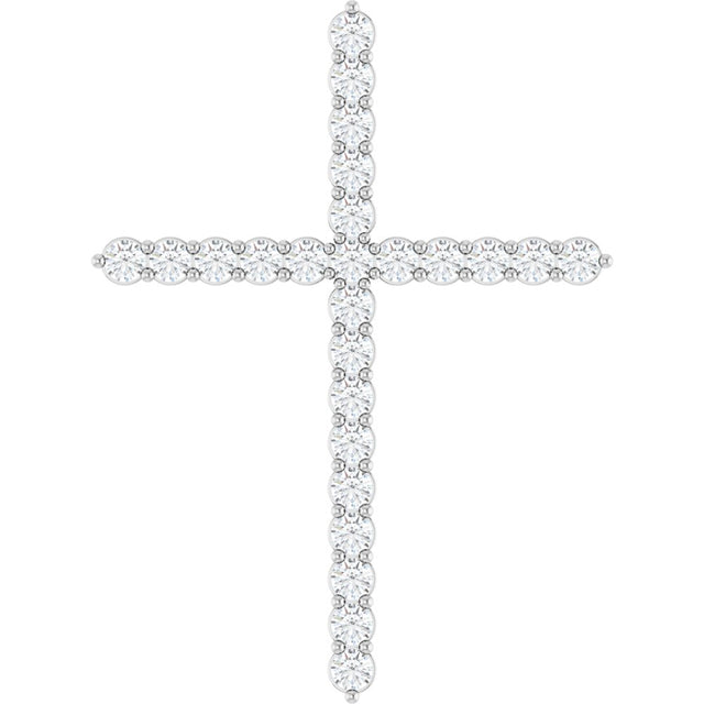 14K White 1 CTW Natural Diamond Cross 16-18" Necklace