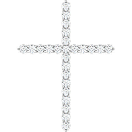 14K White 1 CTW Natural Diamond Cross 16-18" Necklace