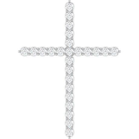 14K White 1 CTW Natural Diamond Cross 16-18" Necklace