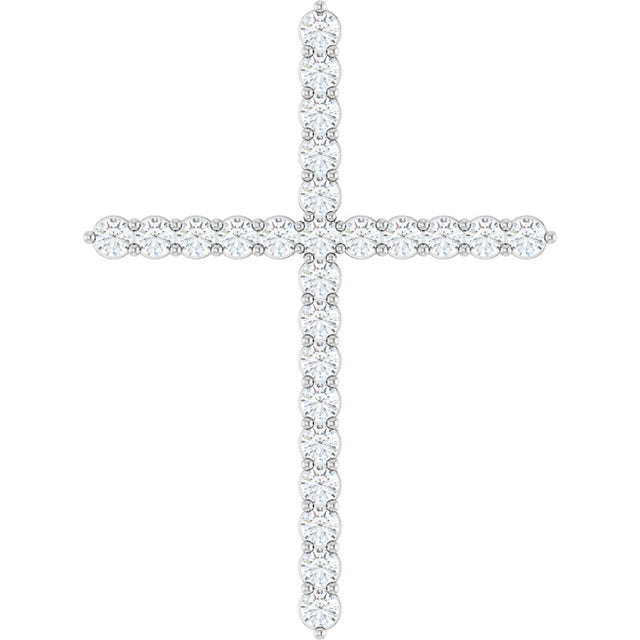 14K White 1 CTW Natural Diamond Cross 16-18" Necklace