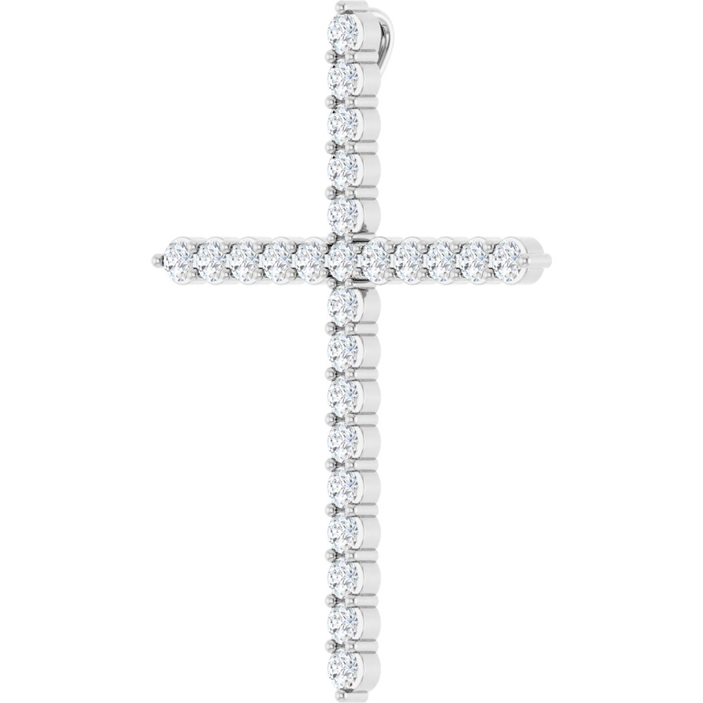 14K White 1 CTW Natural Diamond Cross 16-18" Necklace