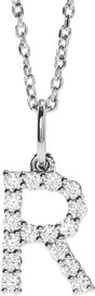14K White Gold 1/4 CTW Lab-Grown Diamond Initial R 16-18" Necklace 