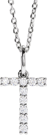 14K White Gold 1/6 CTW Lab-Grown Diamond Initial T 16-18" Necklace 