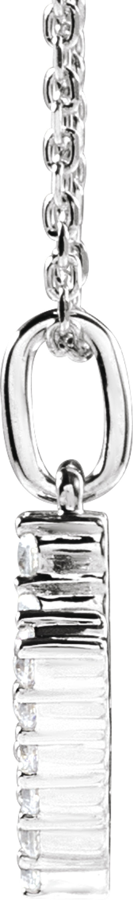 14K White Gold 1/5 CTW Lab-Grown Diamond Initial V 16-18" Necklace 