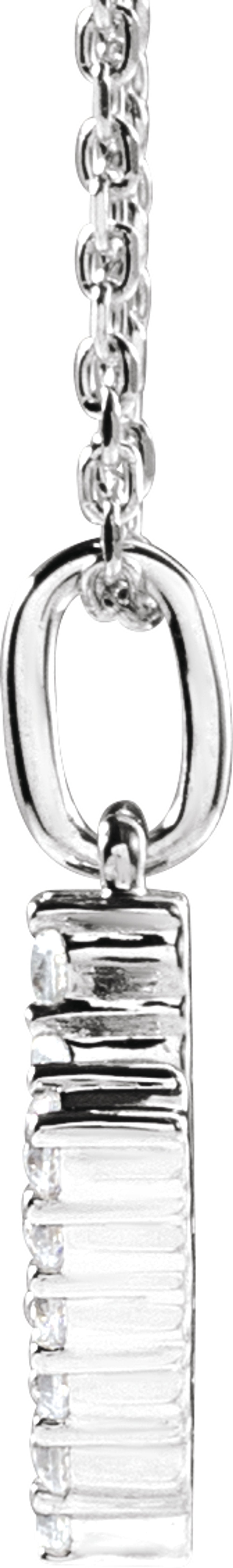 14K White Gold 1/5 CTW Lab-Grown Diamond Initial V 16-18" Necklace 