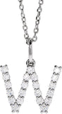14K White 1/3 CTW Lab-Grown Diamond Initial W 16-18" Necklace 