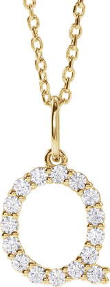 14K Yellow 1/4 CTW Lab-Grown Diamond Initial Q 16-18" Necklace 