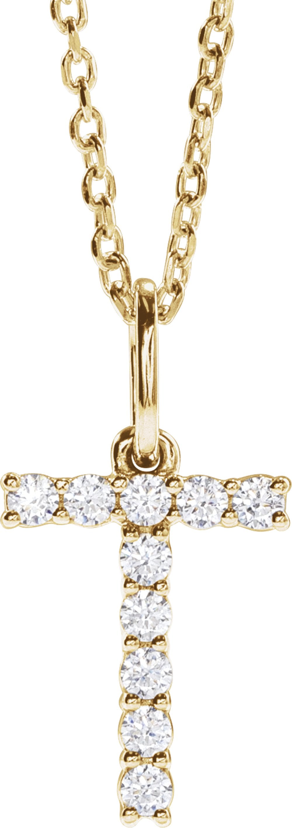 14K Yellow 1/6 CTW Lab-Grown Diamond Initial T 16-18" Necklace 