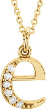 14K Yellow Gold .03 CTW Natural Diamond Lowercase Initial E 16" Necklace