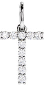 14K White 1/6 CTW Lab-Grown Diamond Initial T Pendant