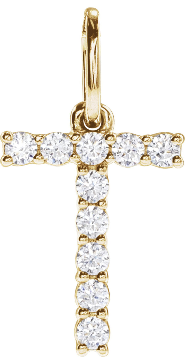 14K Yellow 1/6 CTW Lab-Grown Diamond Initial T Pendant