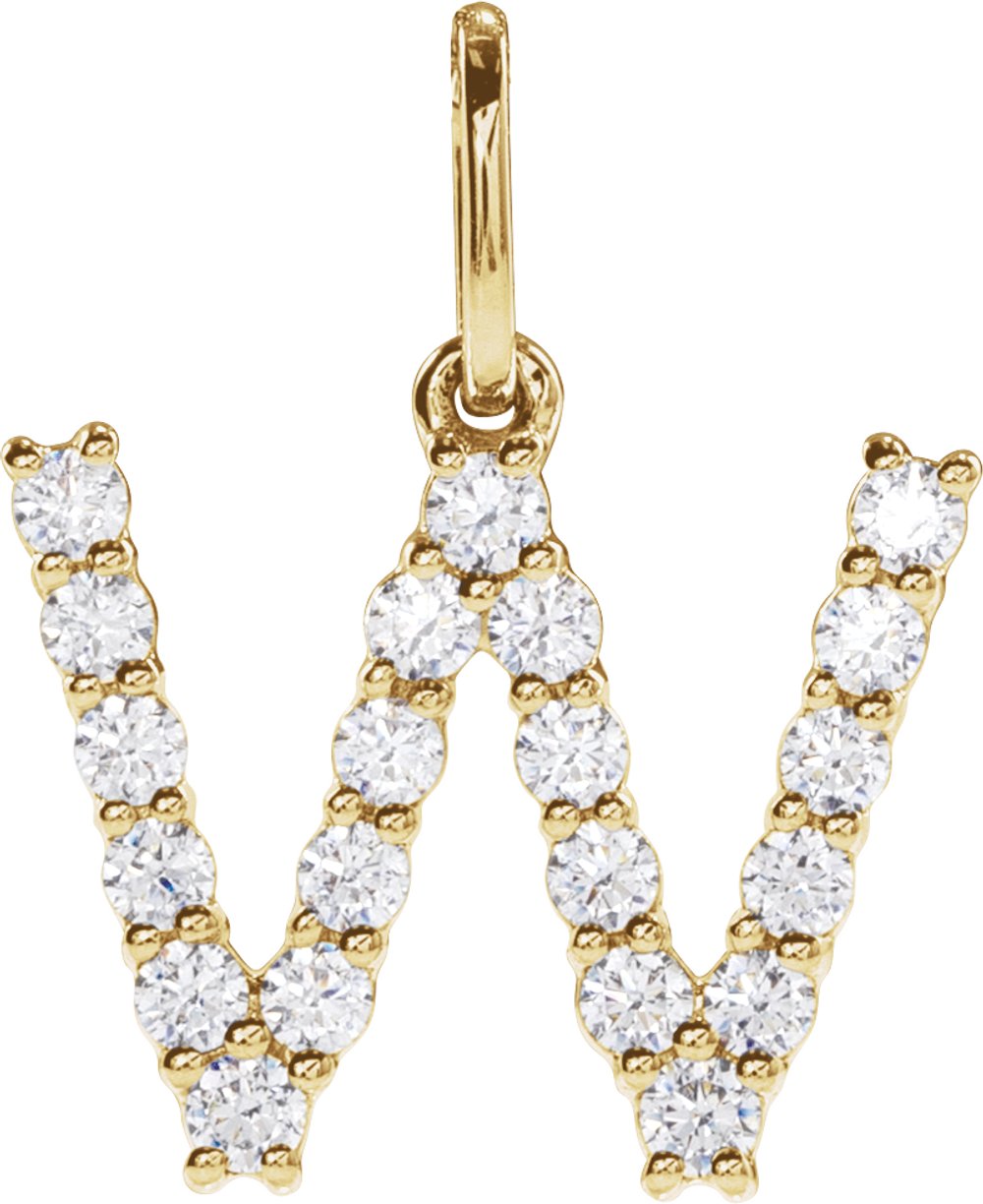14K Yellow Gold 1/3 CTW Lab-Grown Diamond Initial W Pendant
