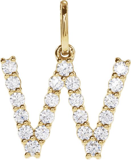 14K Yellow Gold 1/3 CTW Lab-Grown Diamond Initial W Pendant