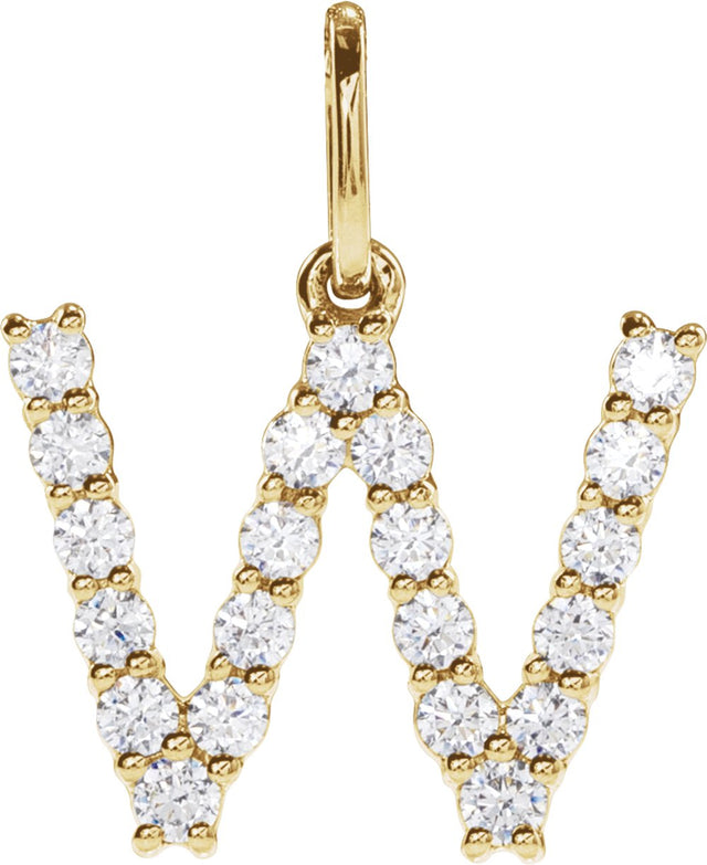 14K Yellow Gold 1/3 CTW Lab-Grown Diamond Initial W Pendant