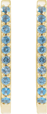 14K Yellow Natural London Blue Topaz 20 mm Hoop Earrings