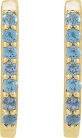 14K Yellow Natural London Blue Topaz 14 mm Hoop Earrings