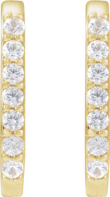 14K Yellow Gold Natural White Sapphire 14 mm Hoop Earrings