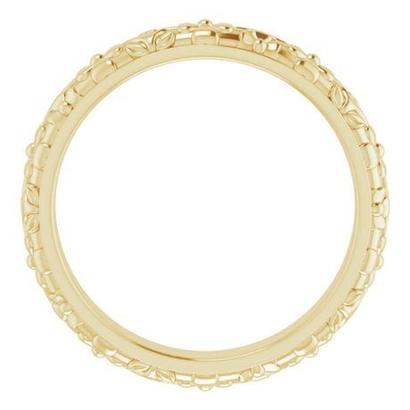 10K Yellow 3.6 mm Floral Half Round Band Size 6.5