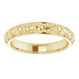 10K Yellow 3.6 mm Floral Half Round Band Size 6.5