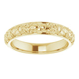 14K Yellow Gold 3.6 mm Floral Half Round Band Size 5.5