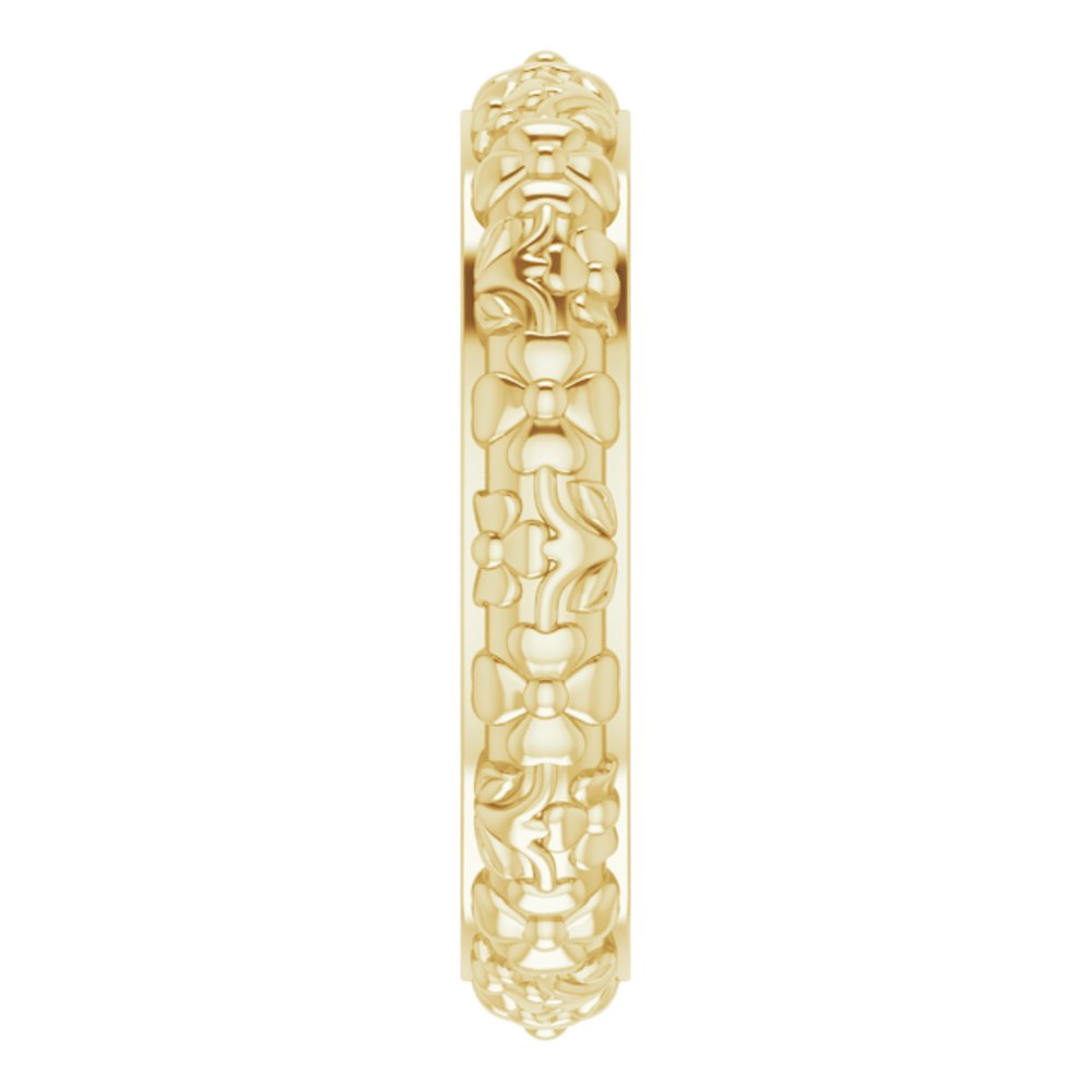 14K Yellow Gold 3.6 mm Floral Half Round Band Size 5.5