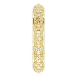 14K Yellow Gold 3.6 mm Floral Half Round Band Size 5.5