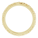 14K Yellow Gold 3.6 mm Floral Half Round Band Size 5.5
