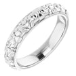 14K White Gold 3.6 mm Floral Half Round Band Size 4.5