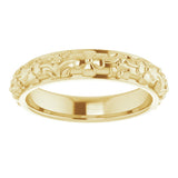 14K Yellow Gold 3.6 mm Floral Half Round Band Size 4