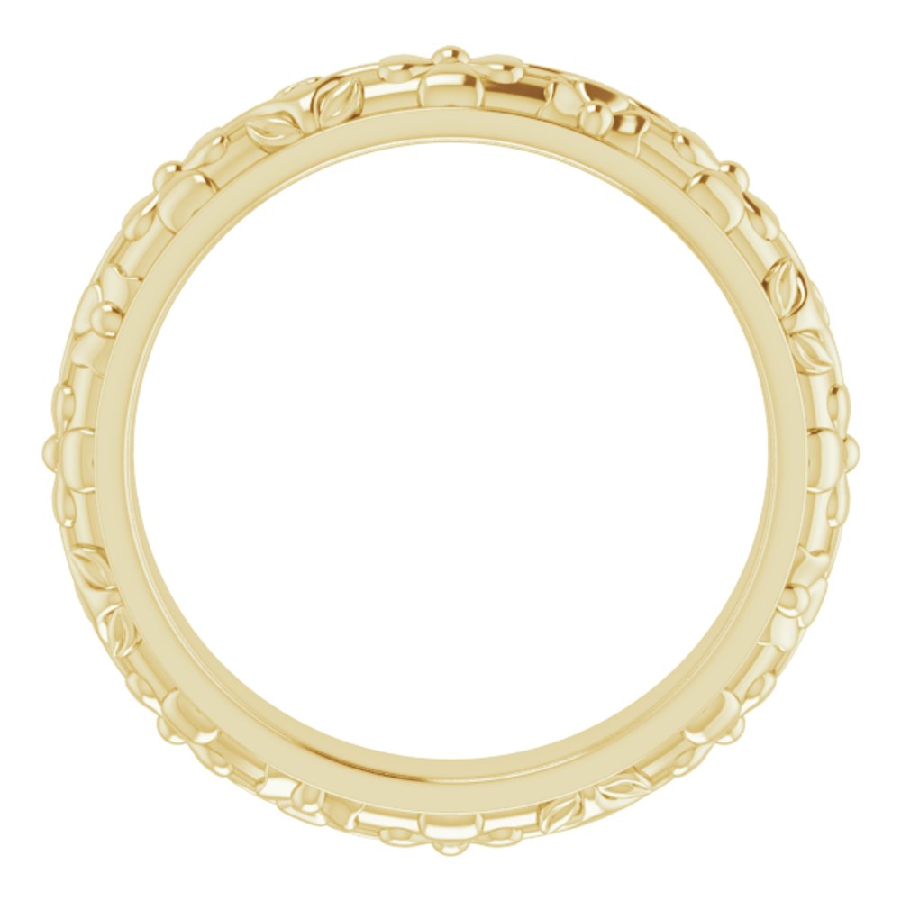 14K Yellow Gold 3.6 mm Floral Half Round Band Size 4