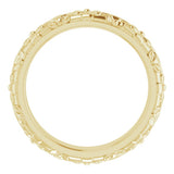 14K Yellow Gold 3.6 mm Floral Half Round Band Size 4