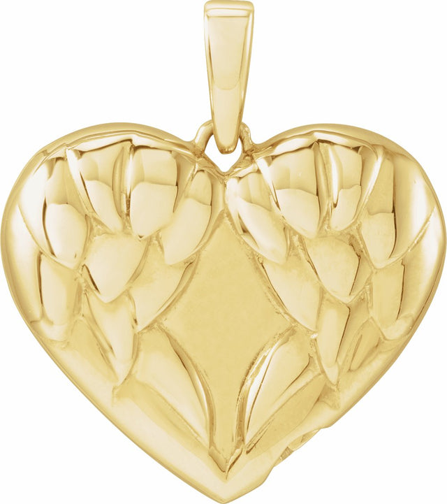 14K Yellow Angel Wings Heart Ash Holder
