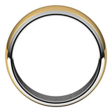 14K White/Yellow 8 mm Stepped Beveled-Edge Inlay Half Round Band