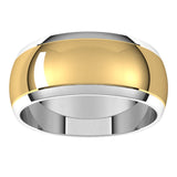 14K White/Yellow 8 mm Stepped Beveled-Edge Inlay Half Round Band Size 8