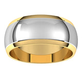 14K Yellow/White 8 mm Stepped Beveled-Edge Inlay Half Round Band Size 9.5